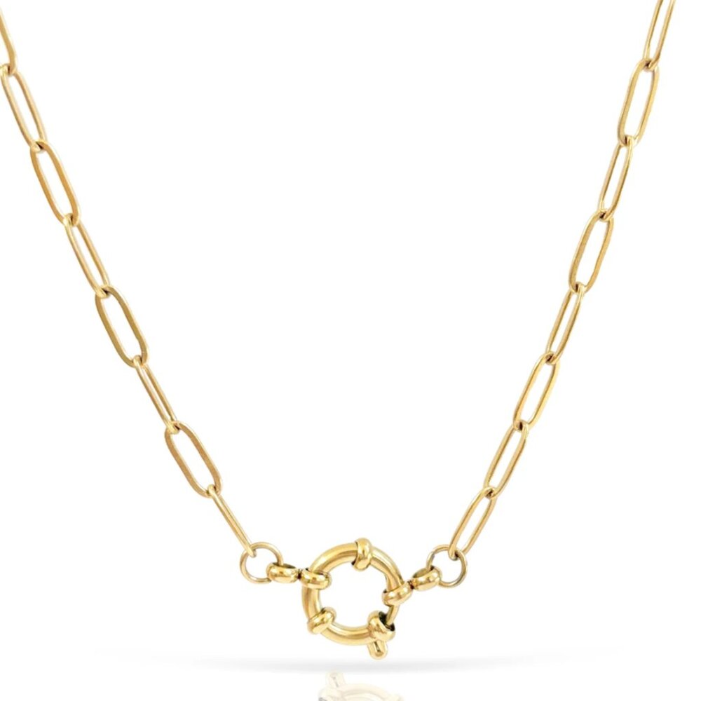 Paperclip Chain Necklace Gold Toggle Clasp Necklace Waterproof Charm Necklace - Picture 12 of 14
